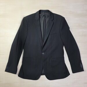 XSuit One Button Suit Jacket Size 42 Blazer Black Stretch Viscose Stretch